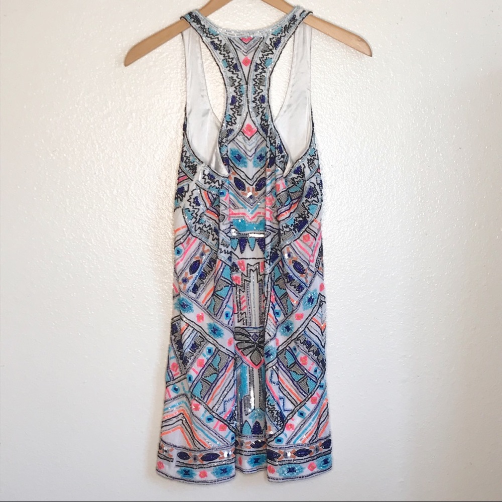 Parker Beaded Multicolor White Mini Cocktail Dress - New With Tags NWT $396 - Picture 2 of 16